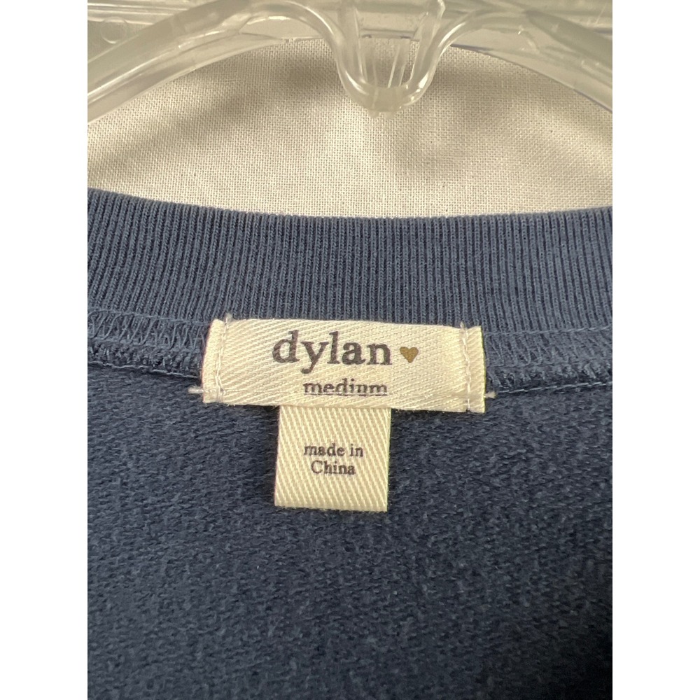 Dylan Sweatshirt Womens Medium Navy Blue Boxy Raw Hem Cotton Blend Loungewear - Picture 2 of 9